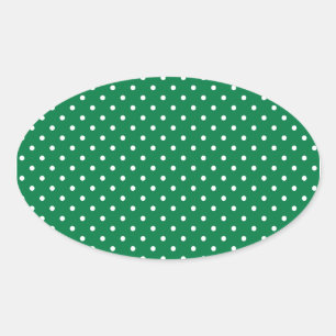 Green and White Polka Dots Oval Sticker