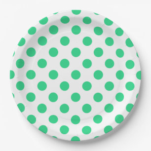Green and white polka dots paper plate