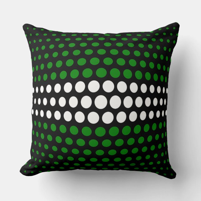 Green and White Polka Dots Pattern Cushion (Front)