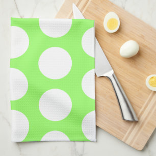 Green and White Polka Dots Tea Towel
