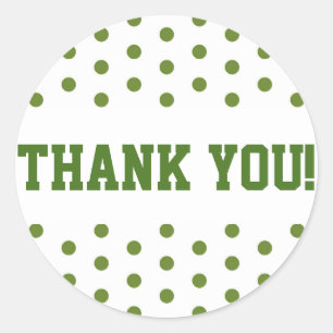 Green and White Polka Dots Thank You Classic Round Sticker