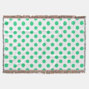 Green and white polka dots throw blanket