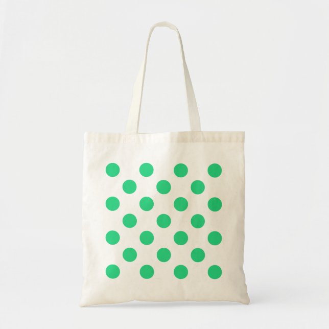 Green and white polka dots tote bag (Front)