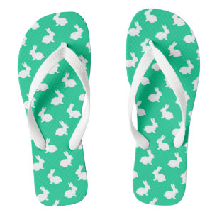 Green and white Rabbit Flip Flops
