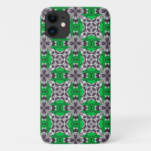 Green and White Repeat Tile Pattern iPhone 11 Case
