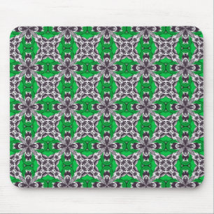 Green and White Repeat Tile Pattern Mouse Pad