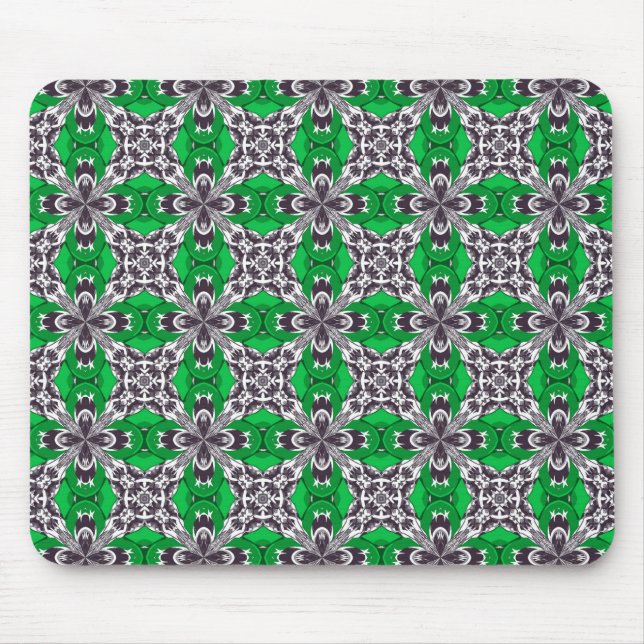 Green and White Repeat Tile Pattern Mouse Pad (Front)