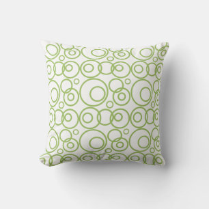 Green And White Rings Pattern Cushion
