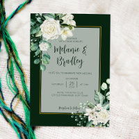 Green and white roses elegant simple wedding