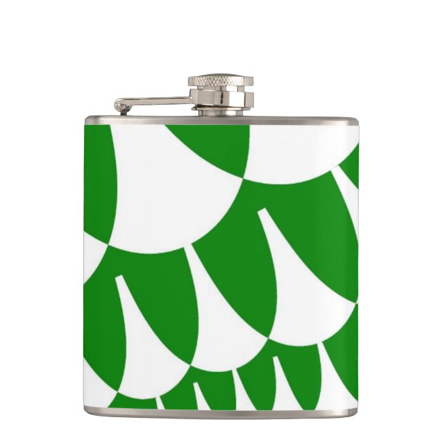 Green and White Scales Hip Flask (Front)
