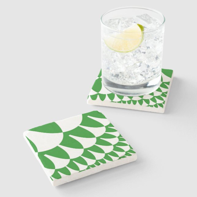 Green and White Scales Stone Coaster (Side)