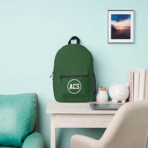Green and White School Colors and Letters Printed Backpack