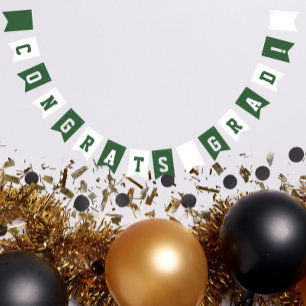 Green and White School Colours Graduation Bunting