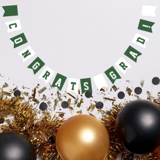 Green and White School Colours Graduation Bunting