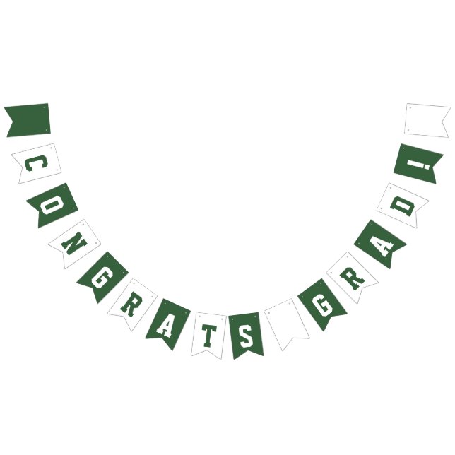 Green and White School Colours Graduation Bunting (All)