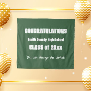 Green and White School Colours Graduation Tapestry