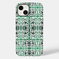 Green and white scrollwork pattern