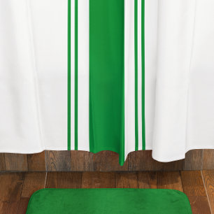 Green and White Shower Curtain