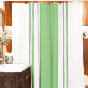 Green and White Shower Curtain