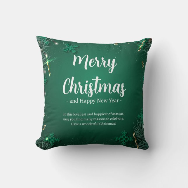 Green and White Simple Christmas Day Best 16" x 16 Cushion (Front)