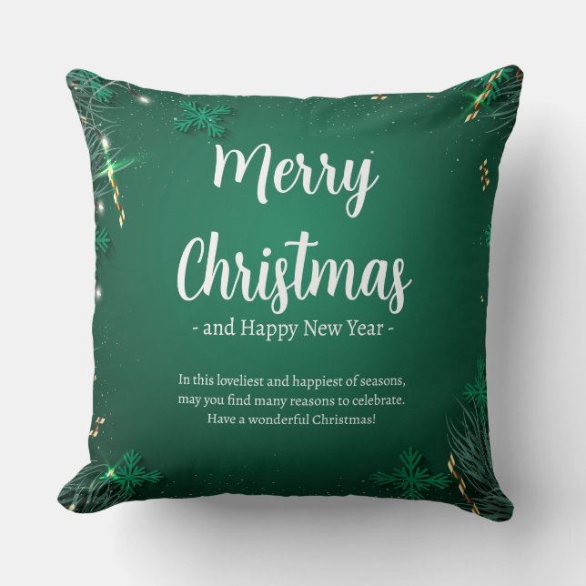 Green and White Simple Christmas Day Best 20" x20" Cushion (Front)