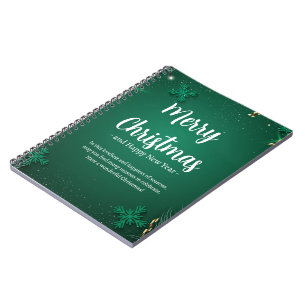 Green and White Simple Christmas Day  Spiral Photo Notebook