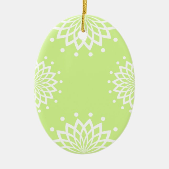 Green and White Simple Easter Ceramic Ornament (Front)