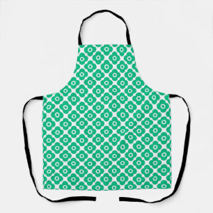 Green and white simple floral pattern retro apron