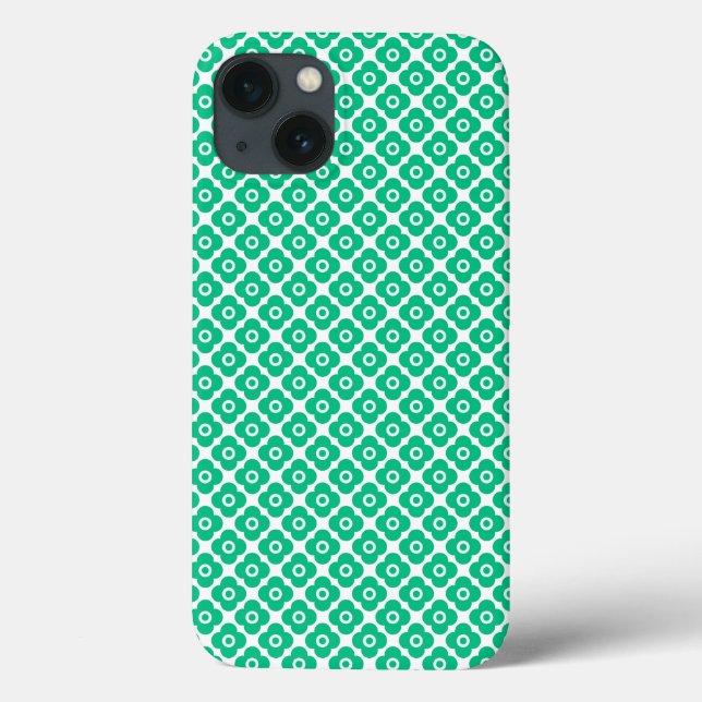 Green and white simple floral pattern retro Case-Mate iPhone case (Back)