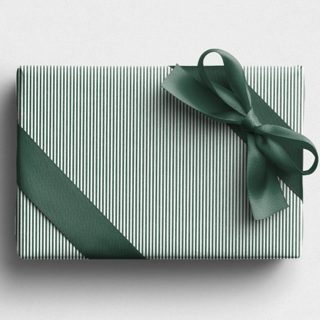 Green and white simple striped Christmas holiday Wrapping Paper (Creator Uploaded)