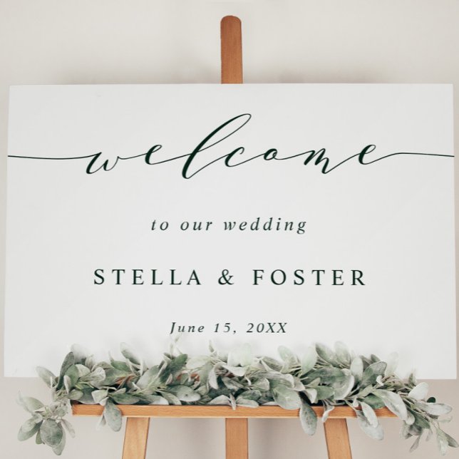 Green and White Simple Wedding Welcome Sign (Creator Uploaded)