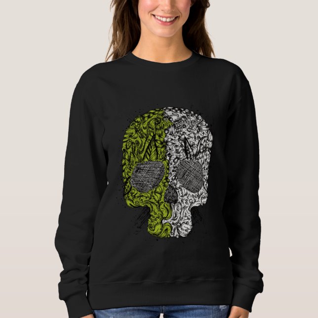 Green and white skull scary Halloween dirt Sweatshirt (Front)