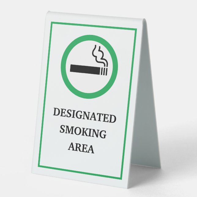 Green and White Smoking Area Metal A-Frame (Front)