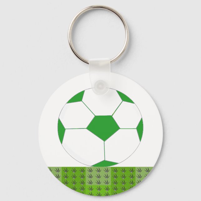 Green and White Soccer Ball Key Ring (Front)