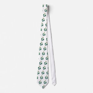 Green and White Soccer Ball Ornament Necktie