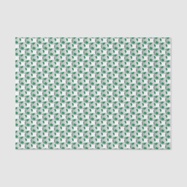 Green and White Soccer Ball Tissue Paper (Front)