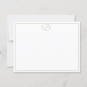 Green and white sophisticated trim minimalist note postcard