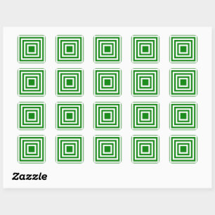 Green and White Square Stripes Sticker