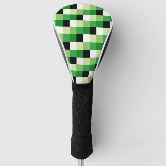 Green and White squares Pattern Golf Head Cover (Front)