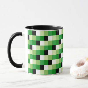 Green and White squares Pattern Mug