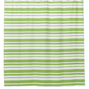 Green And White Stripe Designer Shower Curtain