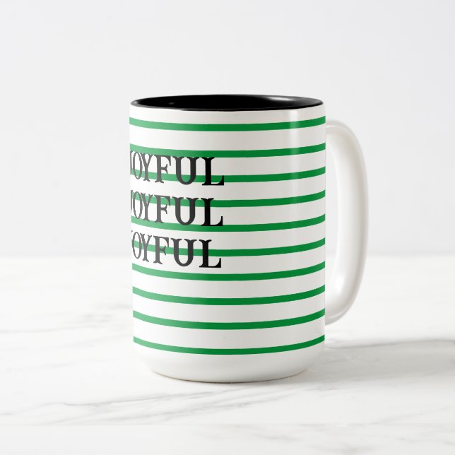 Green and White Stripe Mug (Front Right)