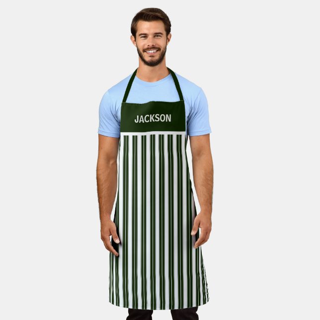 Green and White Striped Apron (Worn)