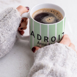 Green and White Striped Praise Design Coffee Mug