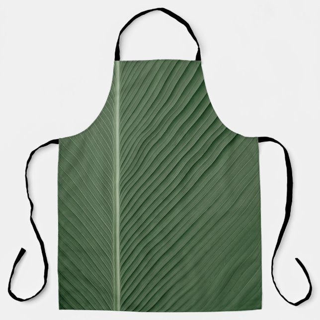 Green and white striped textile apron (Front)