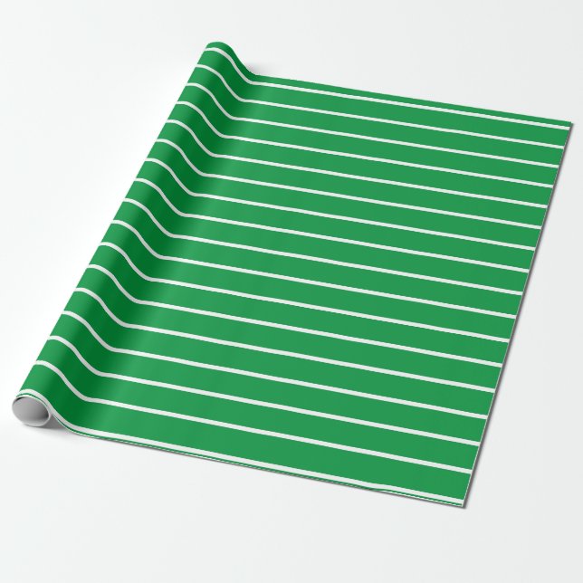 Green and White Striped Wrapping Paper (Unrolled)