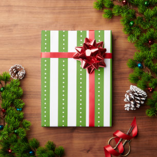 Green and White Striped Wrapping Paper