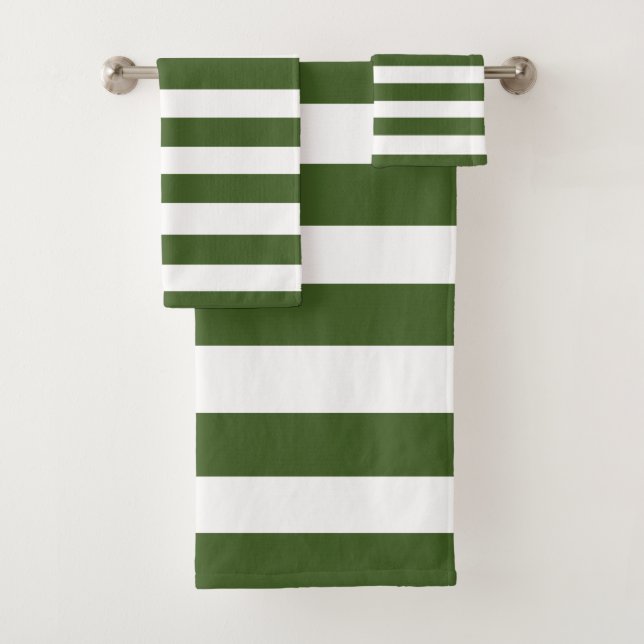 Green and White Stripes Bath Towel Set (Insitu)
