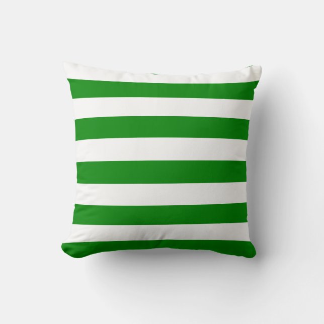 Green and White Stripes Cushion (Front)