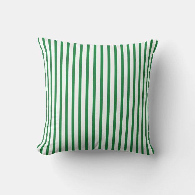 Green and White Stripes Cushion (Front)